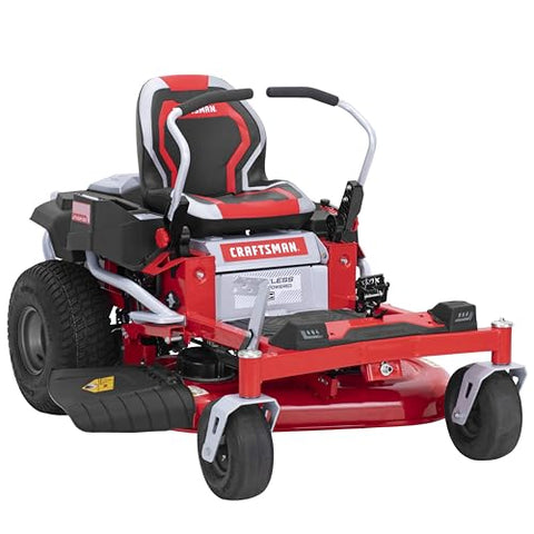 Craftsman 56V MAX* 42" Brushless Zero-Turn Lawn Mower with 60Ah Battery, Electric Lawn Tractor with Eco Mode, Quick Lift Assist, and LED Headlights, Red/Black
